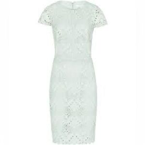 Reiss Liza lace cap sleeve midi dress in mint size 2